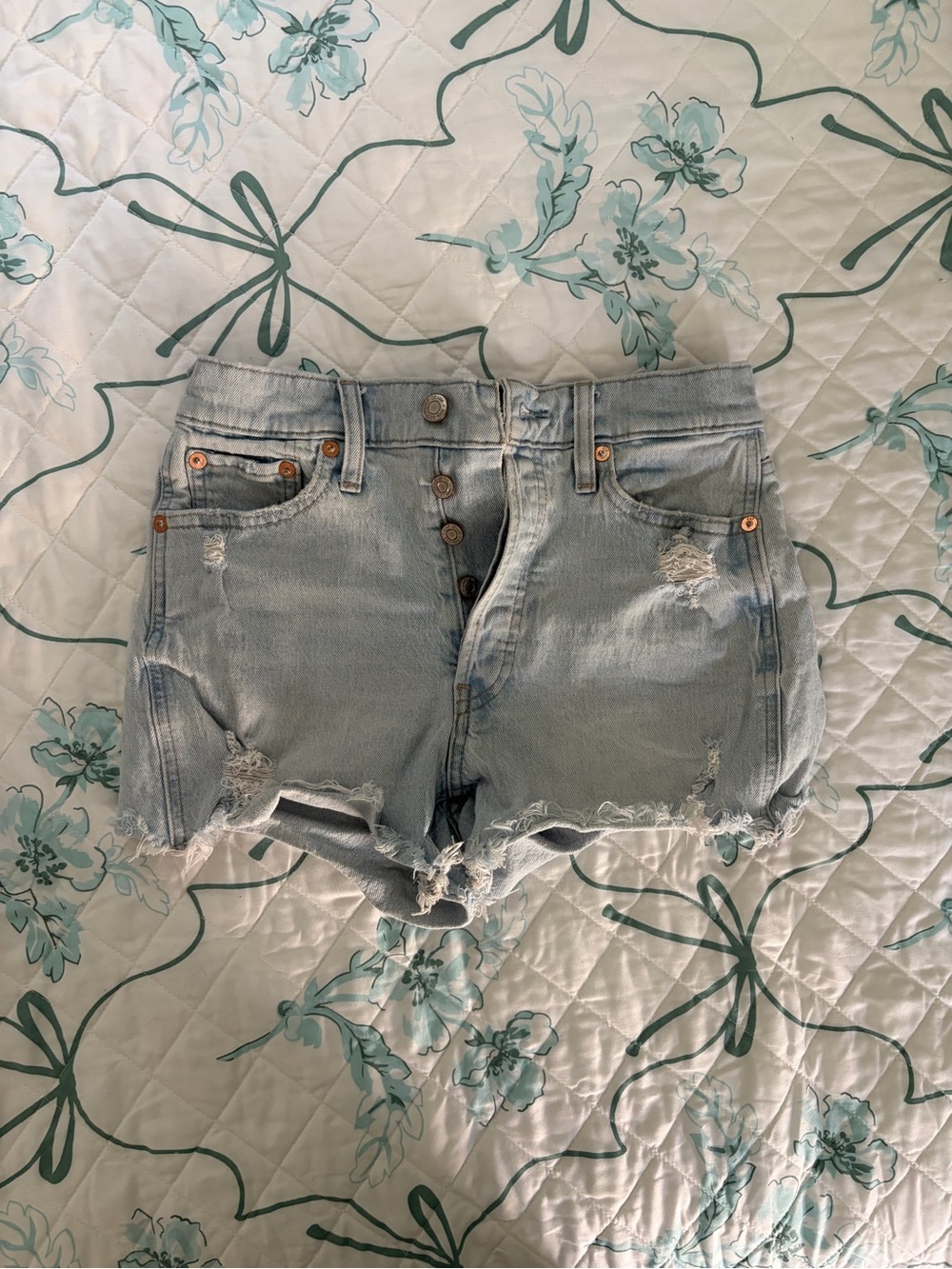 GAP Light Blue Distressed Denim Cutoff Shorts